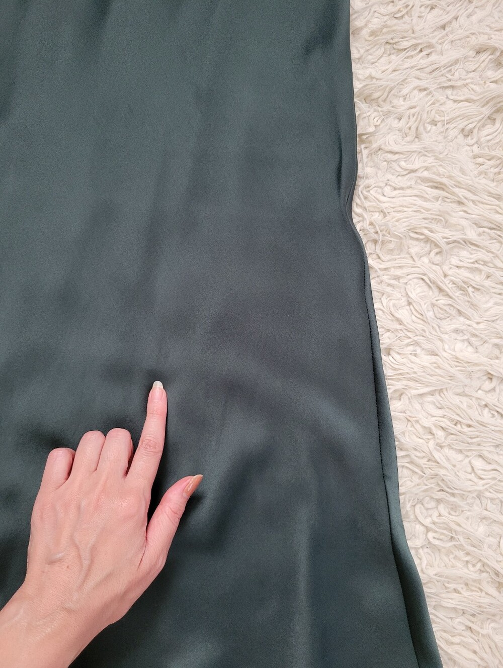 Quince Washable Silk Mid Calf Pull On Skirt Forest Green Sz XS - Picture 6 of 10